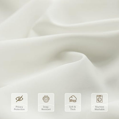 FMFUNCTEX Cream Sheer Curtains, 84 Inch, Rod Pocket, 2 Panels for Bedroom - color: Warm Cream, size: 52"W x 84"L (Pack of 2)