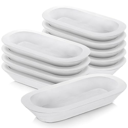 Nuogo 10 Pack 12.5 Inches Wooden Dough Bowls Bulk Rustic Bowls, White - color: White, size: 12.5 Inches