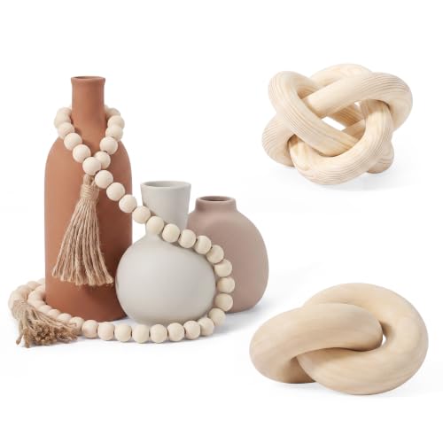 6 Pcs Farmhouse Home Decor Set for Tabletop, Natural - color: Natural