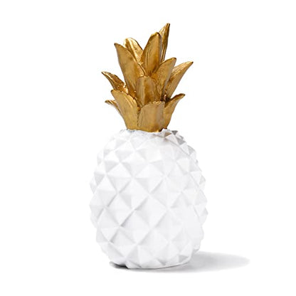 Resin Pineapple Statue, White Modern Luxury Tabletop Decor, 7.8in (H) - color: White