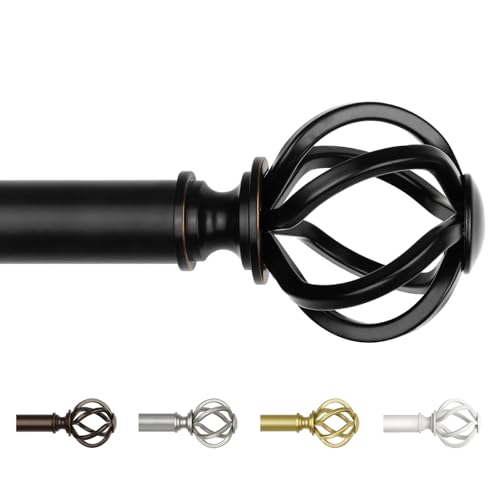 USFOOK Curtain Rods for Windows 48 to 84, Black Adjustable Drapery Rod - color: Black, size: 48-84"