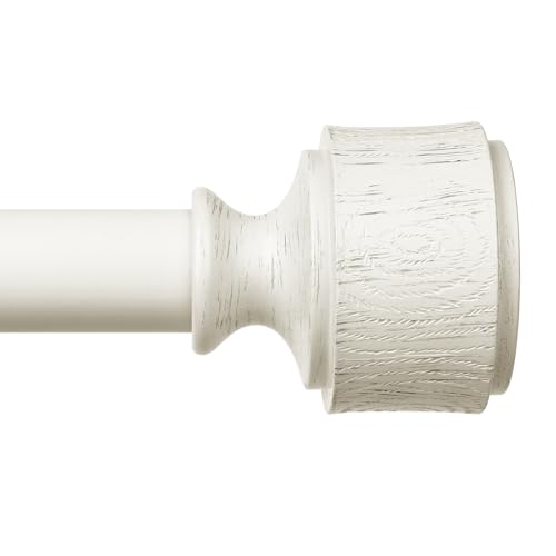 Antique White Wood Curtain Rod 36-60 Inch, Farmhouse Drapery Rods - color: Off White, size: 36"-60" (1 Pack)