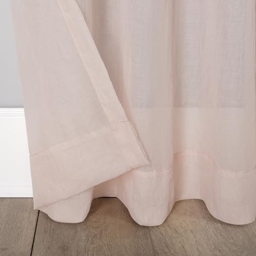 No. 918 Tayla Crushed Texture Semi-Sheer Rod Pocket Curtain Panel, 50" x 63", Blush Pink - color: Blush Pink, size: 50"W x 63"L (Pack of 1)