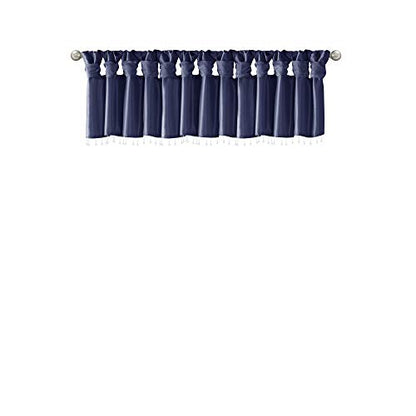 Madison Park Faux Silk Valances for Windows with Beads, 50x26 Navy - color: Navy, size: 50"W x 26"L (Pack of 1), style: Valance