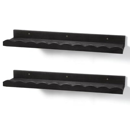 Suzile 2 Pcs Scalloped Floating Wall Shelves,12",Black - color: Black, size: 12"