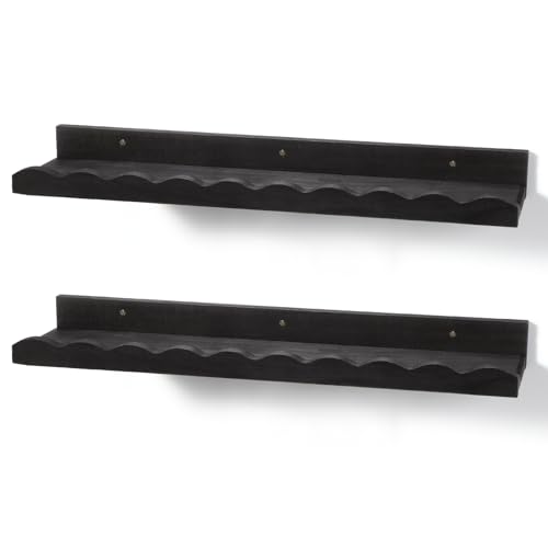 Suzile 2 Pcs Scalloped Floating Wall Shelves,23",Black - color: Black, size: 23"