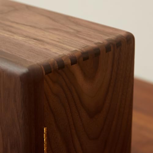 Black Walnut Wood Jewelry Box, Large - size: Ginkgo leaves