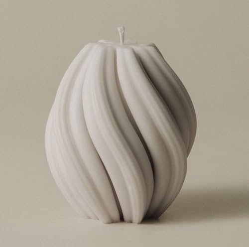 LAWA Swirl Candle — Handmade Sculptural Soy Pillar Candle for Coffee Table & Shelf Decor, Unscented Aesthetic Home Accent - color: White, size: Small