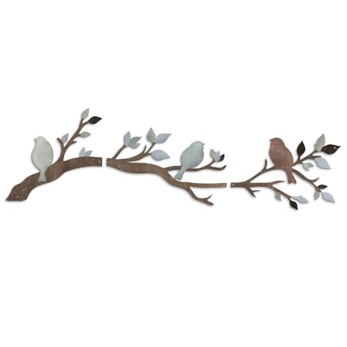 Putuo Decor Birds Branch Metal Wall Art Set Rustic Botanical Wall Decor Songbirds Leaves Neutral Nature Artwork for Living Room, Bedroom, Hallway, Entryway - color: Birds Branch Sign