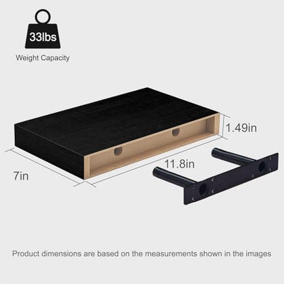 Small Black Floating Shelves for Wall, 12 Inch, Set of 2, Bathroom - color: Black, size: 11.8''
