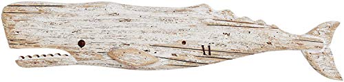 Hanging Wooden Whale Wall Art Ornament, Rustic Decorative Figurine Carving Sculpture, Nautical Ocean Beach Coastal Themed Home Decor Sign - 29.5''H - size: 29.5"L