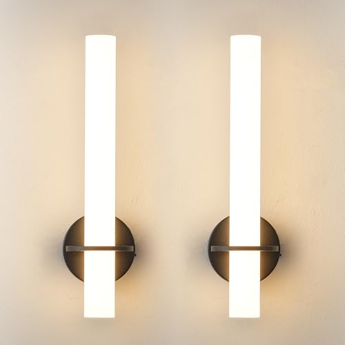 KARTOOSH Black Battery Operated Wall Sconce Set of 2, 18 Inch