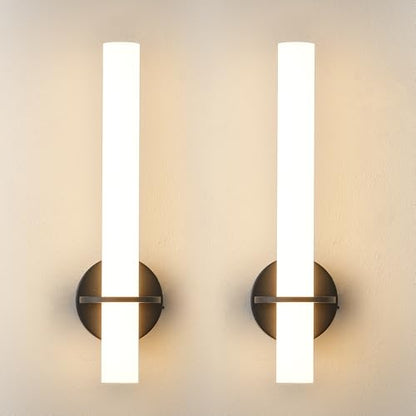 KARTOOSH Black Battery Operated Wall Sconce Set of 2, 18 Inch