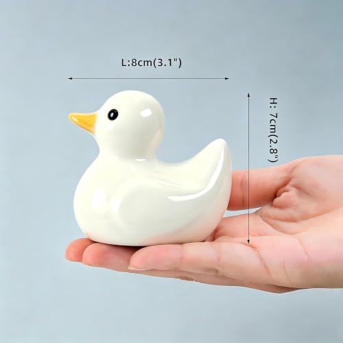 Ceramic Duck Figurines, Mini y Ducks Statues for Computer，Office，Desk,White - color: White