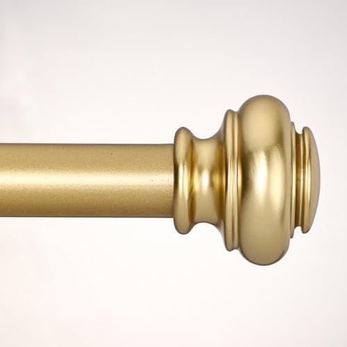 SIMEWIN Heavy Duty Curtain Rods for Windows 28 to 120 Inches, 1 Inch Gold Iron Curtain Rods with Classic Finials, Wall Mounted, LKCR005 - color: Gold, size: 28"-120"