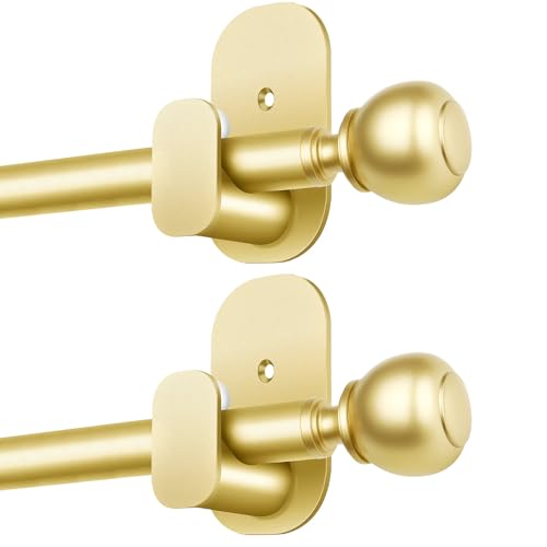 USFOOK Gold Curtain Rods No Drilling 16 to 30 Inch, 2 Pack - color: Gold, size: 16-30"(2 pack)