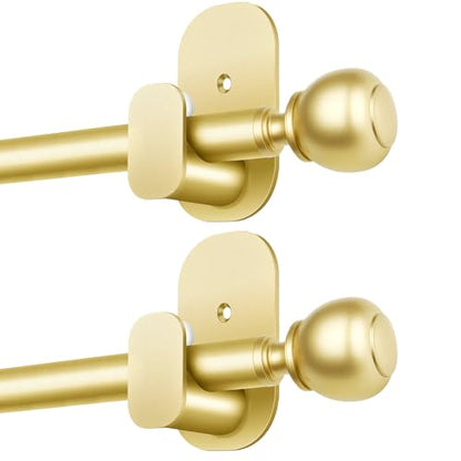USFOOK Gold Curtain Rods No Drilling 16 to 30 Inch, 2 Pack - color: Gold, size: 16-30"(2 pack)