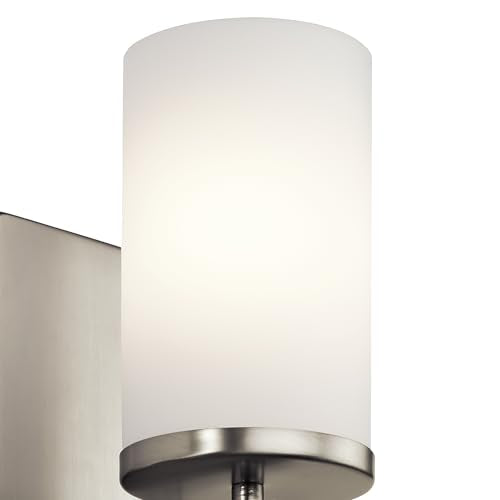 Kichler Crosby 9.25" 1-Light Wall Sconce Light, Brushed Nickel - color: Brushed Nickel, size: 1 Light, style: Satin Etched Cased Opal Glass
