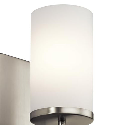 Kichler Crosby 9.25" 1-Light Wall Sconce Light, Brushed Nickel - color: Brushed Nickel, size: 1 Light, style: Satin Etched Cased Opal Glass