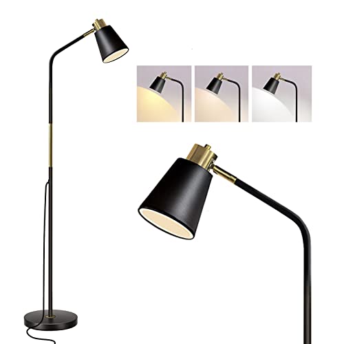 LALISU Floor Lamp 3-Color Temperature Floor Lamps Reading Standing Lamp - color: 3-Color Black