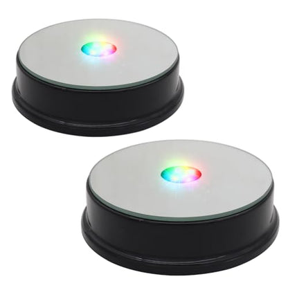 LED Black Display Base- Crystal Glass Art Statue Merchandise Display Stand- Multicolor Changing Light Display Stand Powered by 3 AAA Batteries （Pack of 2） - color: A-multicolor Light Balck Base