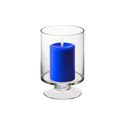 WGVI Clear Glass Pedestal Hurricane Candle Holder, 4.4" W, 5.9" H, Decorative Vase for Pillar Candles, Short Stemmed Candleholder Cylinder, Tabletop Centerpieces, Home Décor, Elegant Design, 1 Piece - size: 6" H