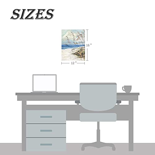 Dream Land Beach Abstract Canvas Wall Art: Ocean Sand Dunes Grass Landscape Painting Prints Pictures Works Modern Coastal Nature Reed Botanical Seascape Minimalist Artwork for Bedroom Office Family - color: Seagrass, size: 16"L x 11"W