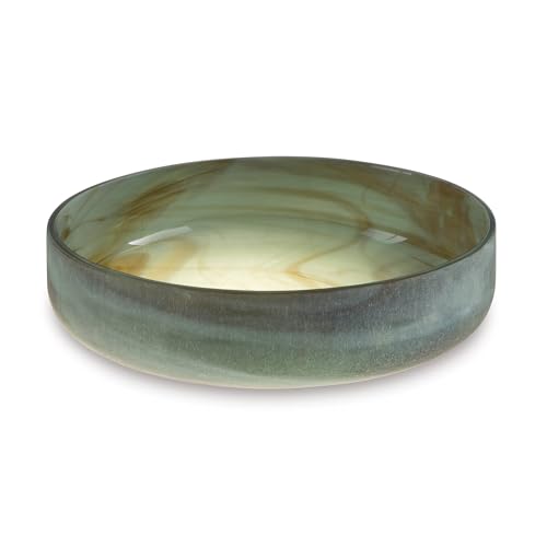 Signature Design by Ashley Large Round Glass Decorative Bowl, Sage Green