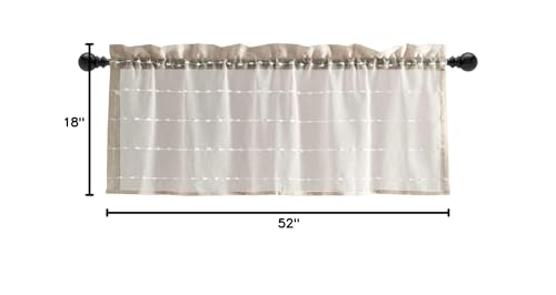 Lush Decor Farmhouse Textured Sheer Window Curtain Valance, 52"W x18"L, Neutral - color: Neutral
