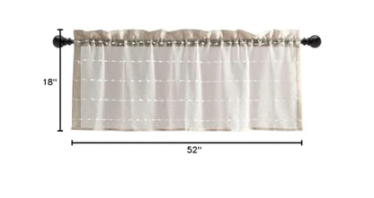 Lush Decor Farmhouse Textured Sheer Window Curtain Valance, 52"W x18"L, Neutral - color: Neutral