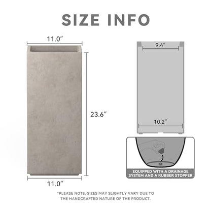 Kante Weathered Concrete Planter 23.6" Tall All-Weather Square Accent Pot - color: Weathered Concrete, size: 23.6" H