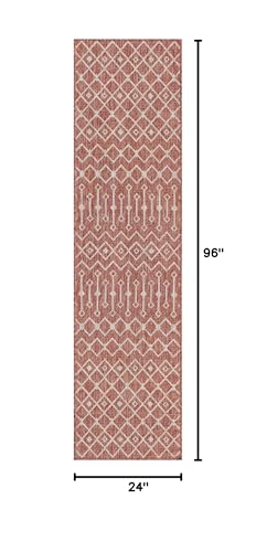 Unique Loom Outdoor Trellis Collection Area Rug - Tribal Trellis (2' x 8' Runner, Rust Red/ Ivory) - color: Rust Red/Ivory, size: 2' x 8' (Runner)