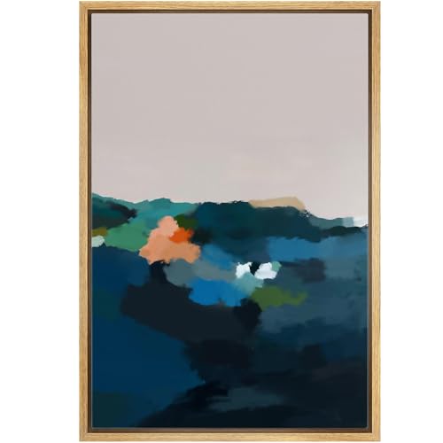 IDEA4WALL Framed Canvas Print Wall Art Watercolor Pastel Mountain Range Valley Abstract Nature Illustrations Modern Art Bohemian Decorative Colorful for Living Room, Bedroom, Office - 16"x24" Natural - color: A01-04-m36, size: 24"L x 16"W