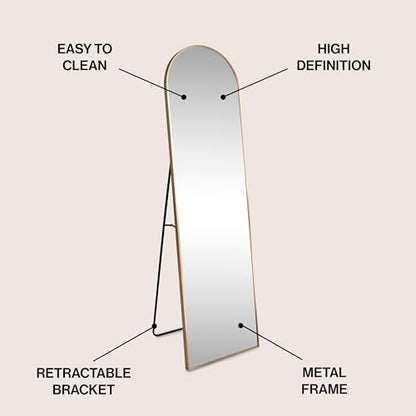 JONATHAN Y Adrian Arched Full Length Mirror 16" x 59" Metal Frame, Gold - color: Gold