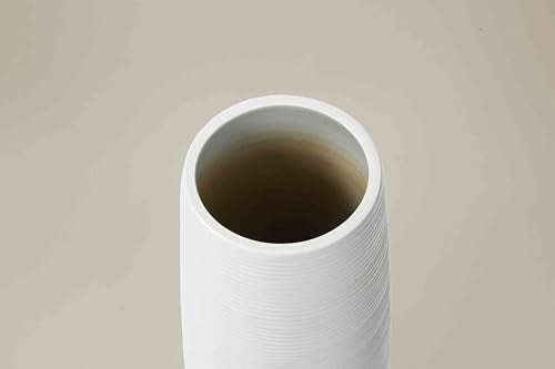Extra Large 31.5" Floor Vase Modern Minimalist - Handmade Ceramic White Gloss Vase for Entryway, Wedding Decor, Farmhouse Living Room - Fits Tall Stems & Branches (7" Mouth, 9.8" Max Width