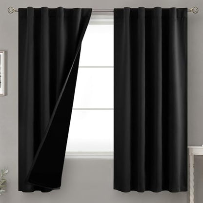 BGment Black 100% Blackout Curtains 63 Inches Long for Bedroom, 2 Panels - color: Black, size: 38"W x 63"L (Pack of 2)