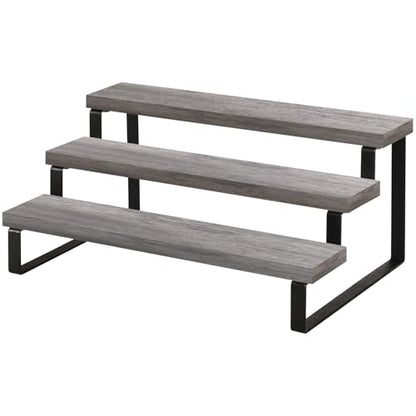 YINMIT Wooden Display Riser Stand, Tiered Perfume and Cologne Organizer Stand, 3 Tier Spice Rack Organizer, Rustic Display Shelf for Candles (3 Tier,Grey) - color: 3 Tier,1 Pack,Grey