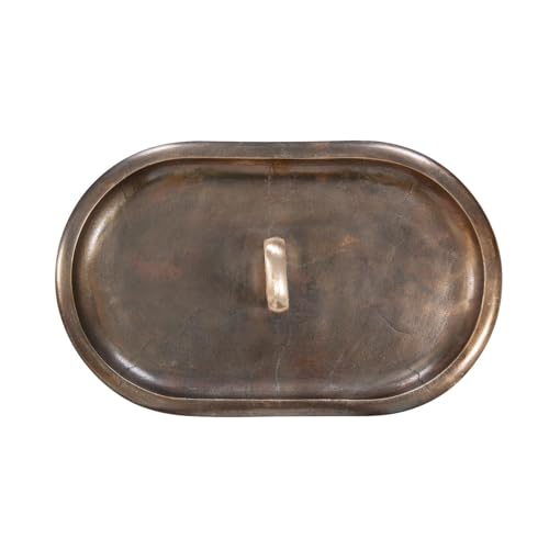 Howard Elliott Collection Golden Ore Oval Tray with Handles, Ombre Gold to Bronze Aluminum Decorative Tray for Coffee Table, Console or Serving Accent, 5.5H x 16W x 10D, Gold Bronze - size: 16" x 10" x 5.5"