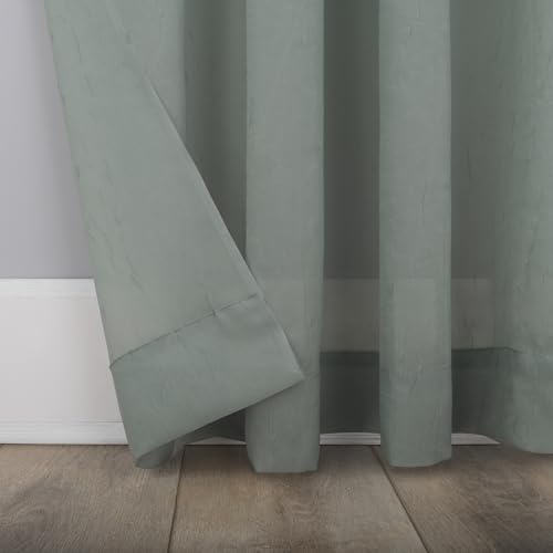 No. 918 Erica Crushed Sheer Voile Grommet Curtain Panel - color: Mineral Blue, size: 51"W x 63"L (Pack of 1)