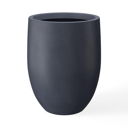 Kante Large Round Bullet Charcoal Concrete Planter 21.7" Tall, Outdoor - color: Dark Gray