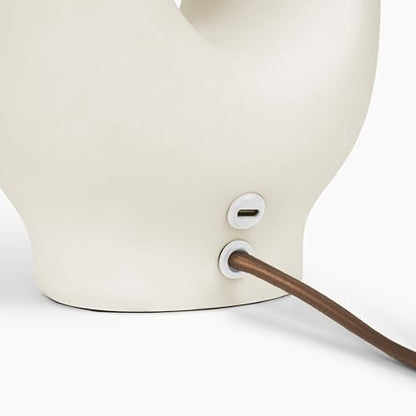 Brightech Artemis LED Table Lamp - Unique, Modern, Natural Ceramic Lamp for Bedside, Nightstand, Desk - Cozy, Chic Home Decor, Warm White Light and USB-C Charging for Living Room, Bedroom, Entryway