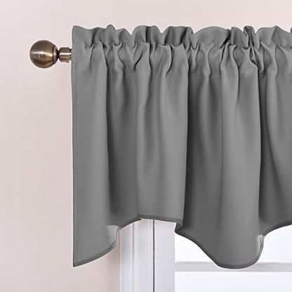 NICETOWN 2 Panels Silver Grey Kitchen Valances for Windows, 42W x 18L - color: Silver Grey, size: 42"W x 18"L (Pack of 2)