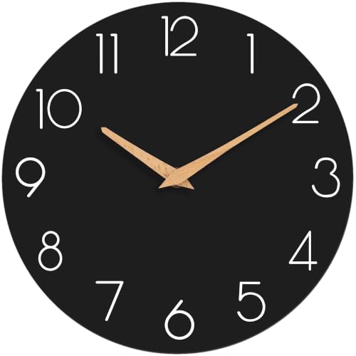 cicininc 16 Inch Battery Operated Wall Clock, Silent Analog, Black - color: C_black, size: 16"