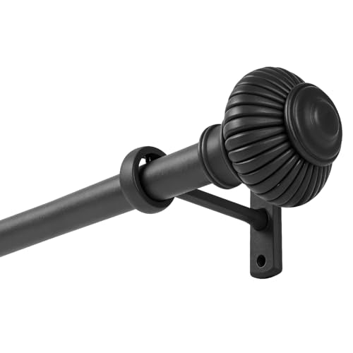 Adjustable Splicing Black Curtain Rods for Windows - 1 Inch Diameter Heavy Duty Curtain Rod with Brackets, Extends 32 to 72 Inches, 1 Pack (Black) - size: 32"- 72"/1 Pack