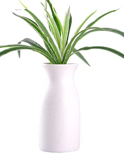 WHJY 6 inch White Nordic Minimalist Matte Handmade Ceramic Vases, Japanese Zen Stoneware Flowerware, Floral Decorations, for Living Room, Study, Bedroom, Balcony, Bar - Short White - color: White, size: 6in
