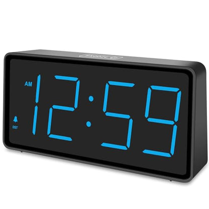 Peakeep Battery Operated Digital Alarm Clock for Bedrooms Big Numbers - color: Blue Digits