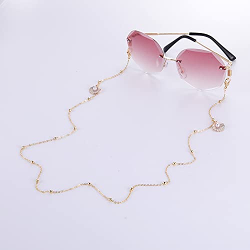 LIKGREAT Eyeglass Chain for Women Face Mask Link Chains Sunglass Strap Holder KC Gold Plated - color: Imitation Pearls