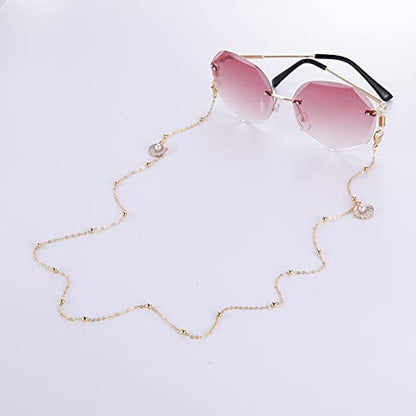 LIKGREAT Eyeglass Chain for Women Face Mask Link Chains Sunglass Strap Holder KC Gold Plated - color: Imitation Pearls