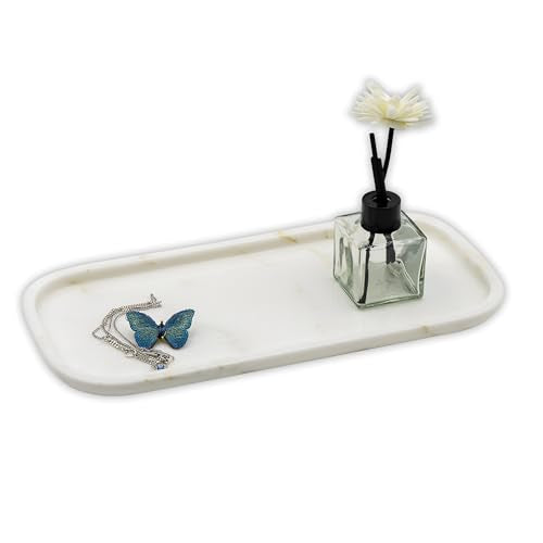 Marmor Marble Perfume Tray Bathroom Tray for Decorative,Candles,Jewelry Stone Vanity Tray,Kitchen Counter Decor and Home Decorative Tray(Calacatta Marble Gold) Jewelry Tray Unique Festival Gifts - color: Calacatta Gold Marble