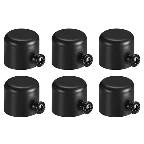 uxcell Curtain Rod Ends, 6Pcs Iron Drapery Rail Pole Head Cap Black